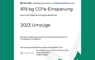 CO2-Zertifikat. Nachhaltigere Firmenumzüge